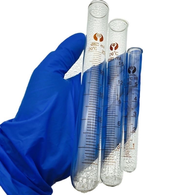 5er Set Graduierte Reagenzgläser aus Glas, transparente Reagenzgläser mit Skala, 5/10/25/50 ml Auswahl für Labor, Uni, Zuhause(25ML)