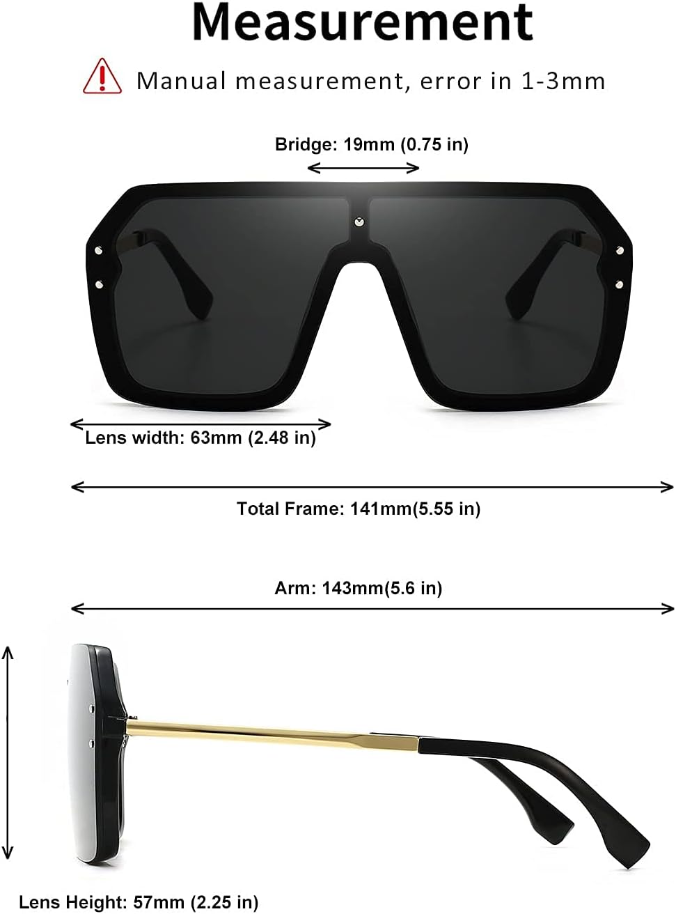 BOJOD Oversized Sunglasses for Women Trendy One Piece Flat Top Rimless Sunglasses Siamese Big Large Shades - Image 6