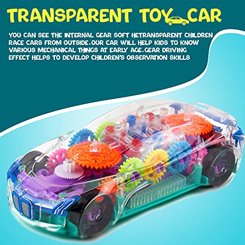 Image of 3D Car with 360 Degree Rotation Concept Racing Vehicle, Gear Simulation Mechanical Car, Sound & Light Toys for Kids /Gifts /Toddler Age 2 to 5 Years (Multicolor)
