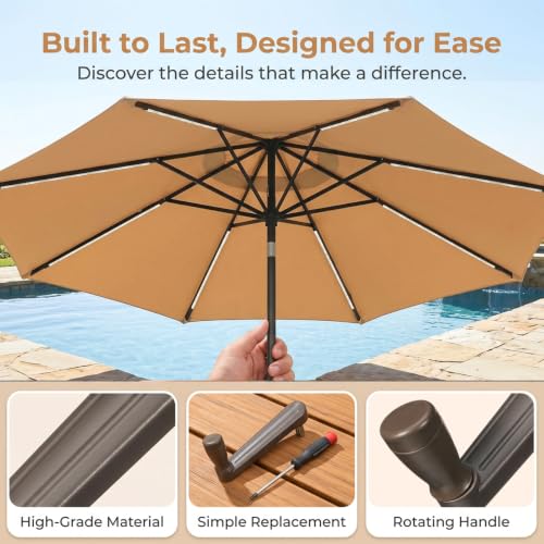 Image of Housoutil Patio Umbrella Crank Replacement Handle, Universal 8mm / 0.31'' Square Connector Cantilever Umbrella Crank Replacement, Outdoor Sunshade Parts, Offset Pole Accessory- Abs Plastic & Metal