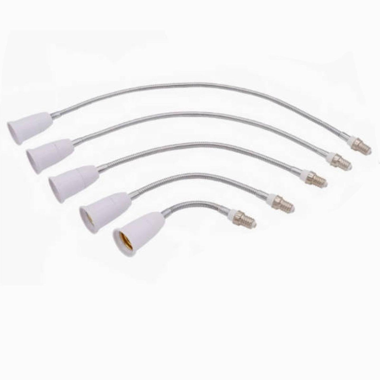 F Fityle 2x Adattatore Portalampada Rotante E14 a E27 con Prolunga Portalampada Gooseneck 360 Gradi Regolabile Presa Lampadina Base Estensibile in Pp Alluminio