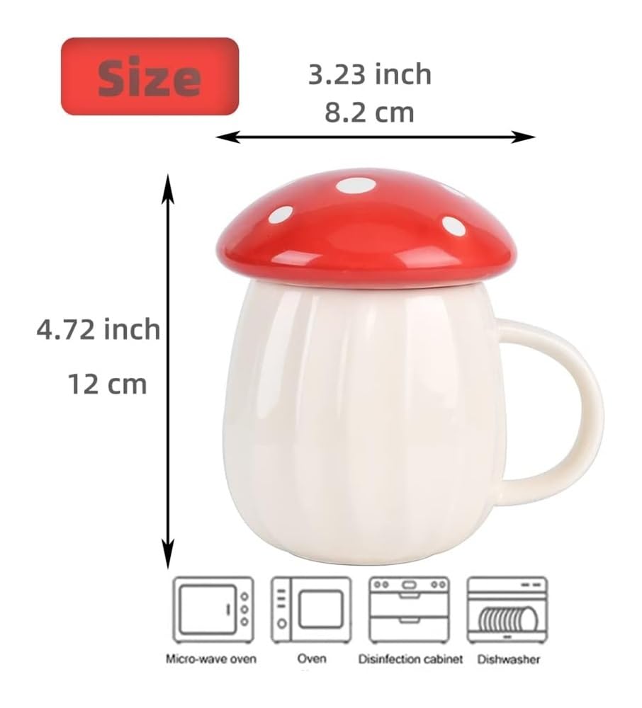 Adornos navideños, Taza de té Kawaii con Tapa y Cuchara Flores, 250 ml/8 oz, Divertida Taza for Leche, Regalo for Mujeres, niñas, Navidad cumpleaños(Bruin)