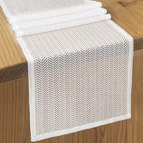 Letjolt Farmhouse Table Runner Boho Plain Hollow Out Table Runners Lace Table Runner for Wedding Dining Room Dresser Decor, 115 Inches Cover