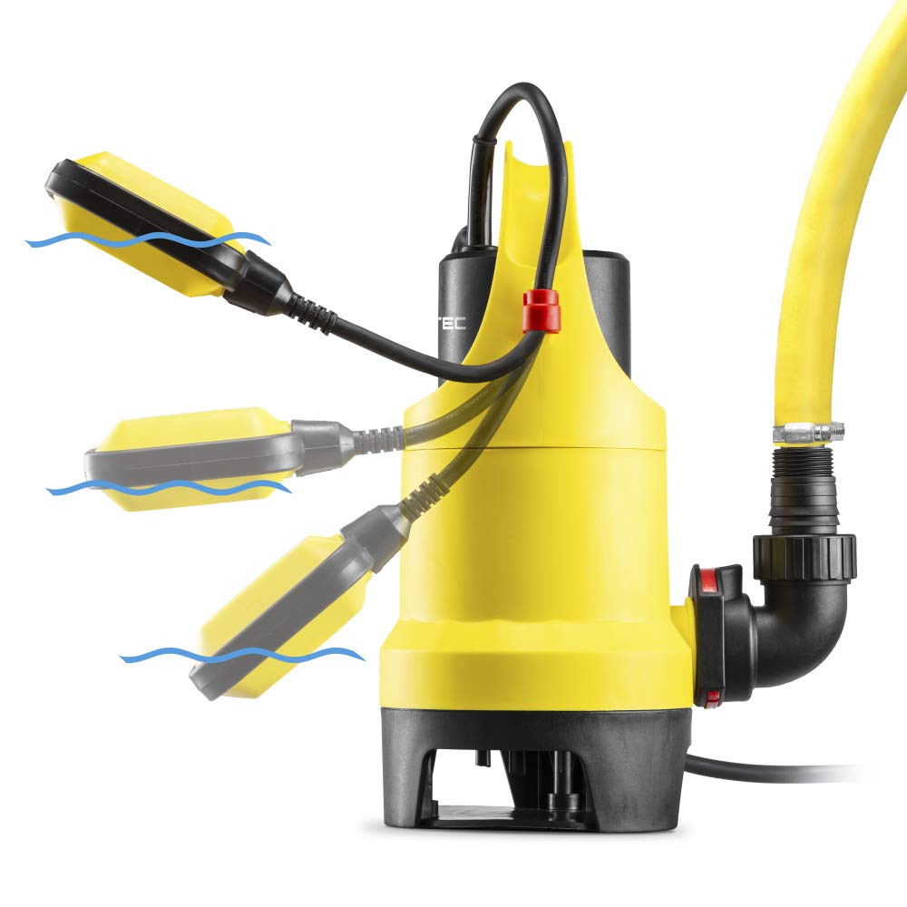 TROTEC Pompa sommersa TWP 7536 E – Pompa per acque sporche – Portata 12500 l/h, Potenza 750 Watt, profondità Massima di Immersione 7 m, Protezione da Funzionamento a Secco, IPX8