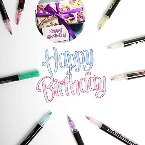 TOPJOWGA Penne di Contorno, 12 Colori Glitterate