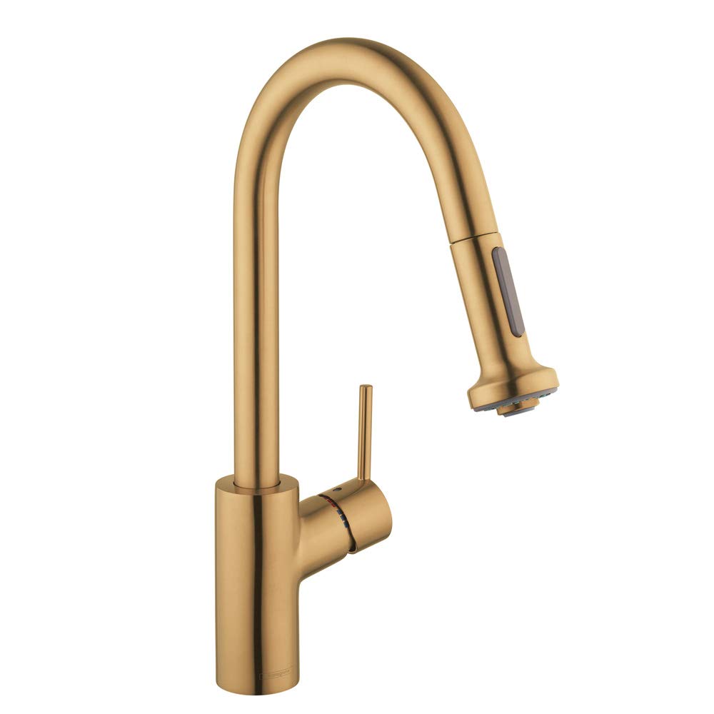 Photo 1 of hansgrohe Talis S² Gold High Arc Kitchen Faucet, Kitchen Faucets with Pull Down Sprayer, Faucet for Kitchen Sink, Magnetic Docking Spray Head, Brushed Gold Optic 14877251 Brushed Gold Optic 1.75 HighArc