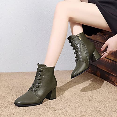 YDYCG Sexy All-Match Fashionable Women's Boots Lady Elegant Evening Party High Heel Shoes England Style Ankle Boots Women Leather Short Boot (Color : Black, Shoe Size : 5)4