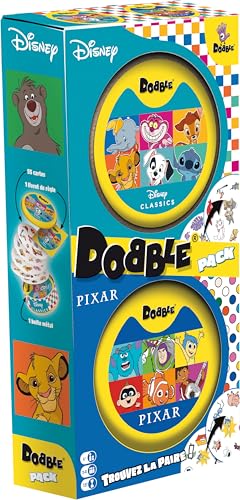 Asmodee - DOBBLE : Super Pack Disney et Pixar - Jeux de société - Jeu de Cartes, rapidité et Observation - Jeu Famille et Enfants à partir de 6 Ans - 2 à...
