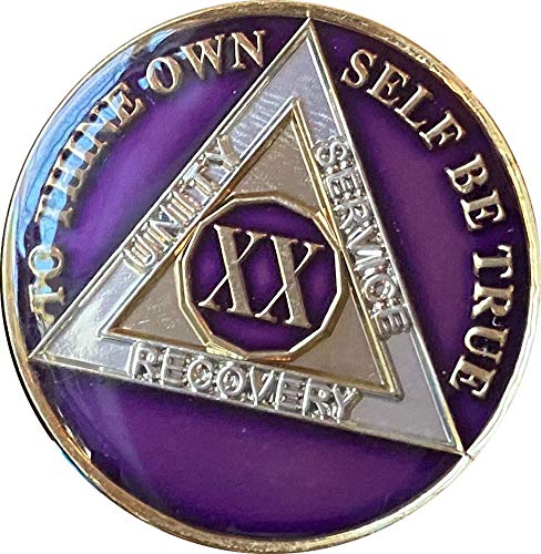 Ranger Industries20 Year AA Medallion Metallic Purple Tri-Plate Sobriety Chip XX