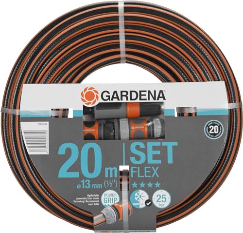 Gardena Tuyau "Comfort Flex" 9 x 9 13 mm (1/2") 20 m Noir/Orange, Gris/Orange, 20 m (1/2") avec connexion