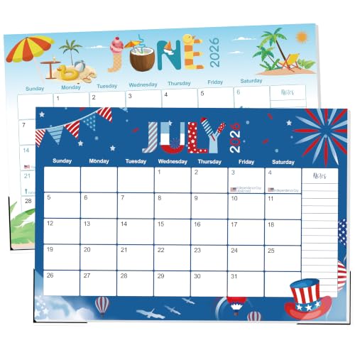 Guasslee Desk Calendar 2026-2027 19-Month School Year Calendar 2026 Jun. - 2027 Dec 17x11.5 Large Monthly Desk Planner with Corner Protectors Ample Blocks Notes for Home Office