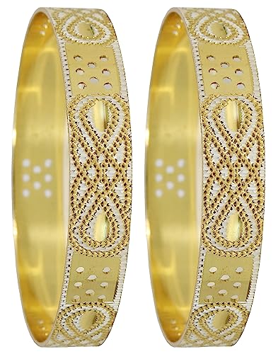 Image of NMII Brass Gold Plated Bangles Set For Women's & Girls (Pack of 2)