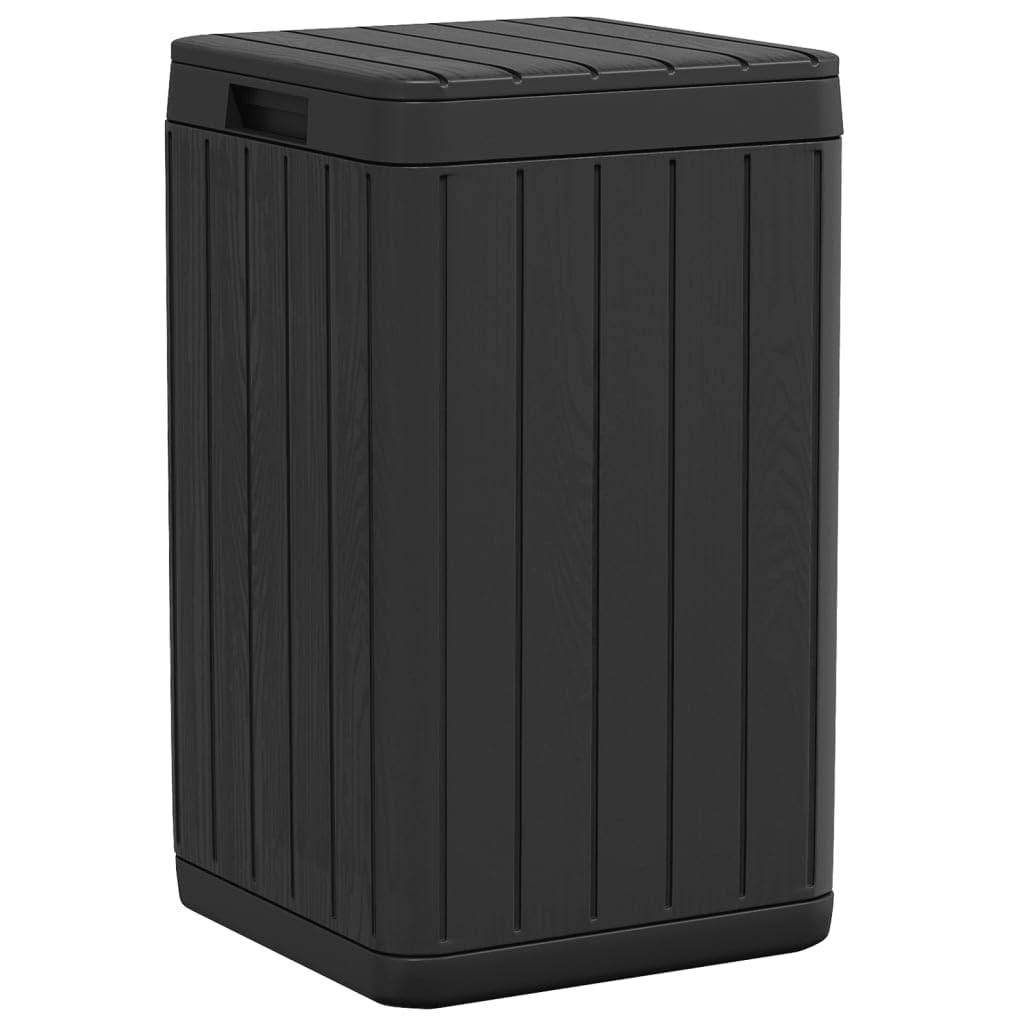vidaXL Cubo de Basura de Exterior, Cubo Papelera con Tapa, Contenedor de Residuos, Cubo de Basura para Parque Jardín, PP Gris Antracita