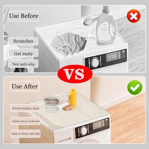 Image of Washer and Dryer Covers for the Top, Non-slip Dryer Top Protector Mat, Dust-proof Washing Machine Cover, 23.6 inch x 19.7 inch (geometry, 23.6 inch x 19.7 inch)