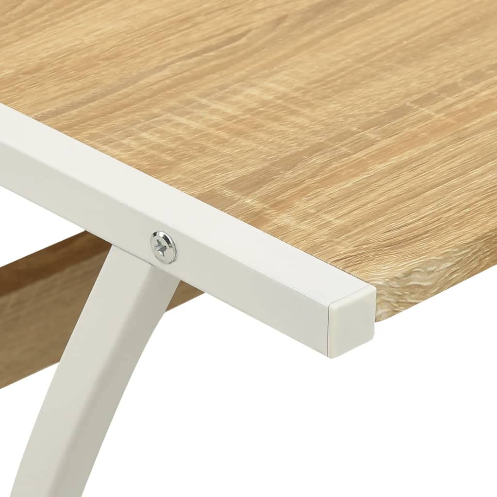 Scrivania ad Angolo a L Rovere, Tavolo PC per Studio, 152x117cm | Ampio piano salvaspazio a forma di L in legno multistrato e metallo, ideale per ufficio o studio domestico.