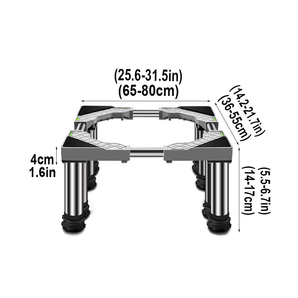 Meble Ruchoma podstawa， Regulowane cokoły i ramy pod pralkę Wysokość 14-17 cm Podstawa pralki Podstawa teleskopowa Szerokość 36-55 cm Lodówka Suszarka Tace podłogowe(8legs)