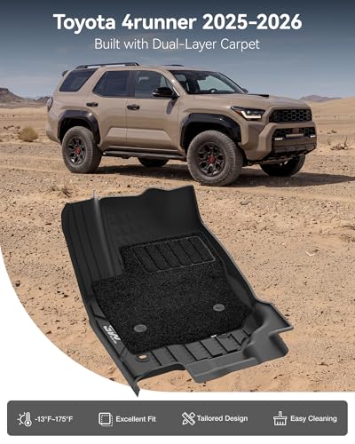 Image of 3W Floor Mats & Carpets for Toyota 4Runner 2025-2027 5-Seat Non-Hybrid