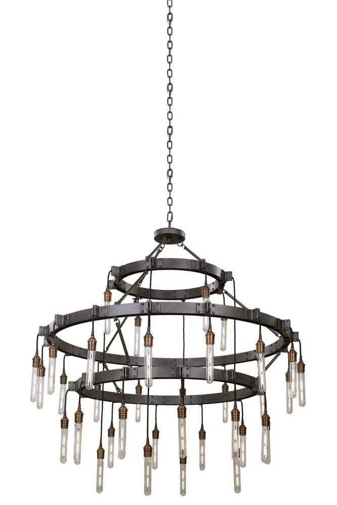 Kalco Lighting Stuyvesant 36-Light 3 Tiers Contemporary Brass Chandelier in Gray