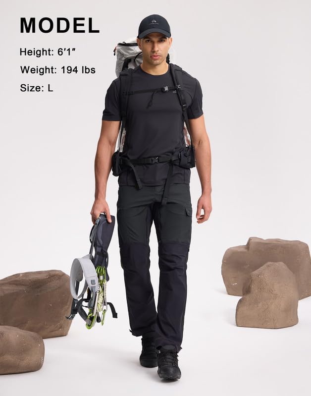 Pioneer Camp Herren Outdoorhose Wandern, Strapazierfähige Arbeitshose mit Cordura-Verstärkung, Wasserabweisende Trekkinghose mit Belüftungssystem, Verstellbarer Saum & 4 Taschen