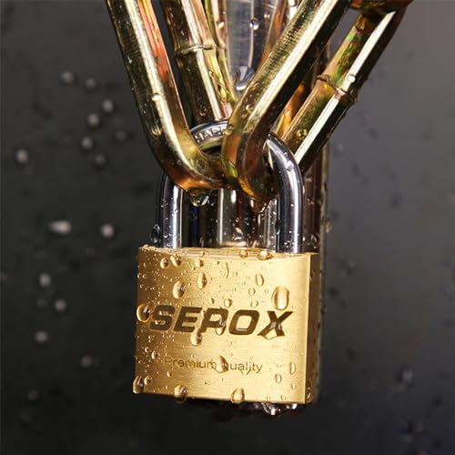 Image of SEPOX 40mm Solid Brass Padlock Keyed Alike 4 Pcs, Chamfered Edges, 2 Locks
