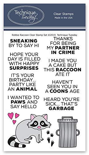 Robbie Raccoon Clear Stamps | Photopolymer Stamps - Clear Rubber Stamps | Animal Rubber Stamps | Stamps for Card Making