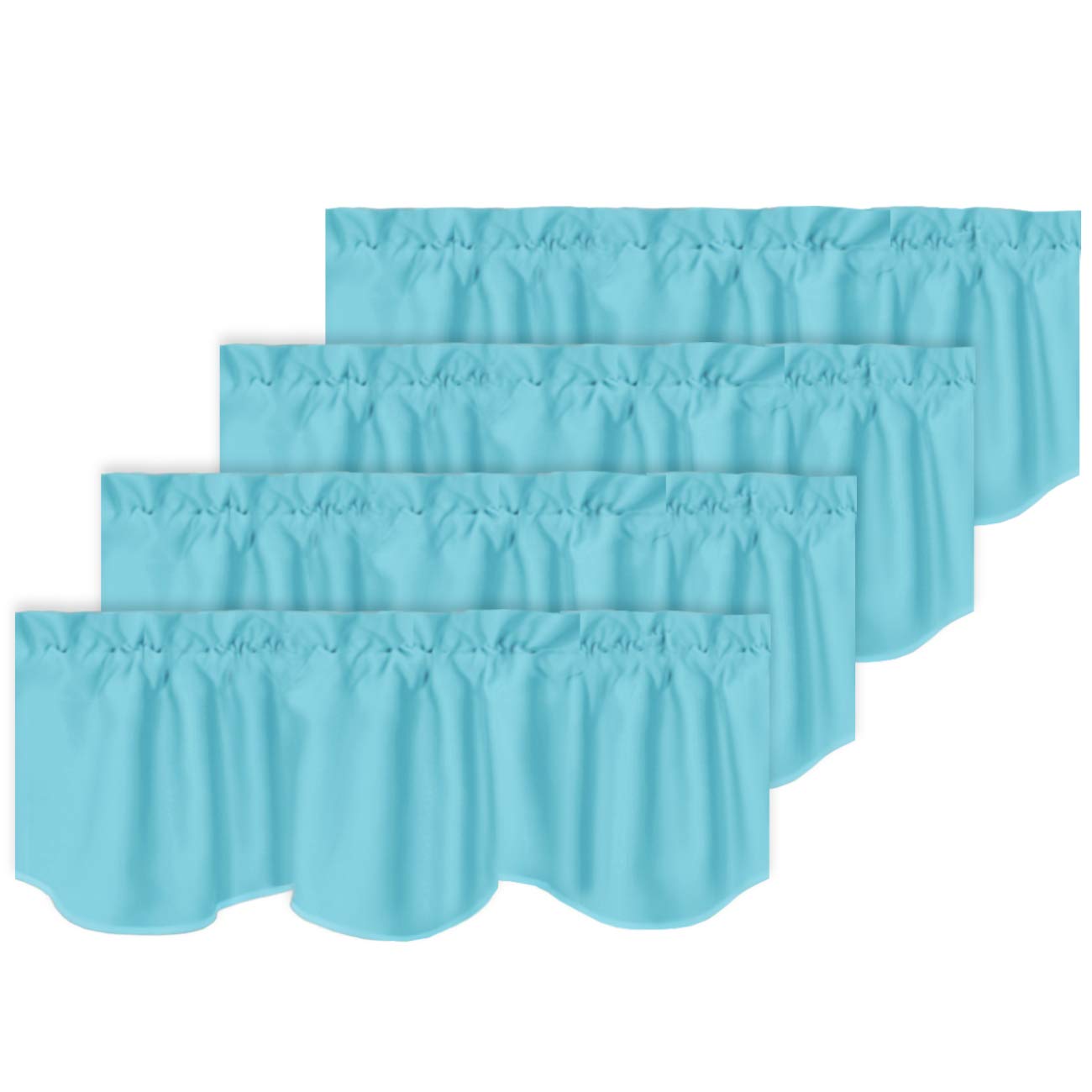 Turquoize Blackout Valances for Window Living Room, Farmhouse Style Kitchen Valances Curtains for Small Window Rod Pocket Thermal Insulated Scalloped