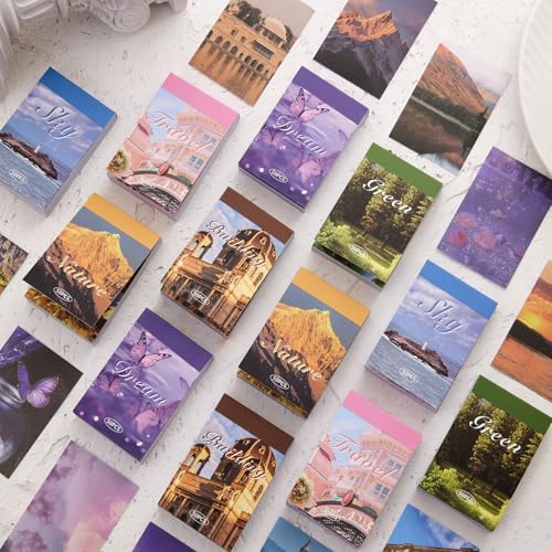 Image of 6 Sets 300 Pcs Washi Stickers Set Vintage Aesthetic Sticker Book for Journaling, DIY Retro Pattern Paper Sticker Decals for Bullet Journal Scrapbooking Diary Craft Gift Album Notebook for Women Girls