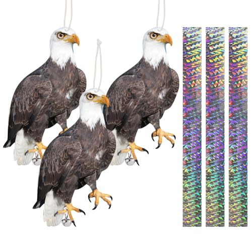 Buho Espantapajaros Exterior,Ahuyentador Palomas,Ahuyentador de Pajaros,Buho Espanta Palomas,Espanta Palomas Balcon,Repelente Palomas,3 Piezas