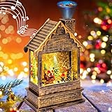 Garma Lighted Christmas Snow Globes Musical Lantern with Timer, Train Water Lanterns Snowing Glittering Battery Operated, Christmas Santa Claus Musical Lighted Christmas Home DΓ©cor (House Lantern)