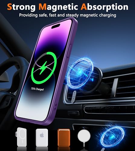 Capa para iPhone 14 Pro Max, [compatível com MagSafe] [proteção militar contra quedas] Proteção total da câmera à prova de choque fina translúcida fosca protetora para iPhone 14 Pro Max 6,7 polegadas