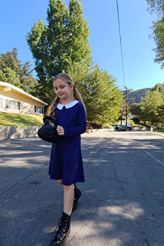 Image of Arshiner Girls Long Sleeve Vintage Peter Pan Collar T-Shirt Dress Age 4-13 Years