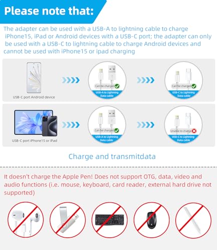 Kefiany 3 Pack USB C Male to Lightning Female Adapter, Compatible with iPhone 12, 11 Pro Max, iPad Air, Samsung Galaxy Note S20, S21 - DURABLE & CONVENIENT