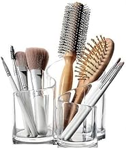 FOMQUAZLI Acrylic Cosmetic Makeup Organizer Lipstick Pencil Hair Combs and Jewelry Storage Holder Display Stand Nail Polish Eyebrow Pencil Storage Box Stationary Holder, Transparent