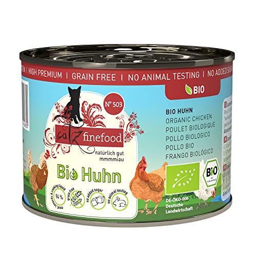 catz finefood Bio Katzenfutter Huhn - N° 503 - Nassfutter für Katzen - 6 x 200 g - Ohne Getreide & zugesetzten Zucker (1,2 kg)