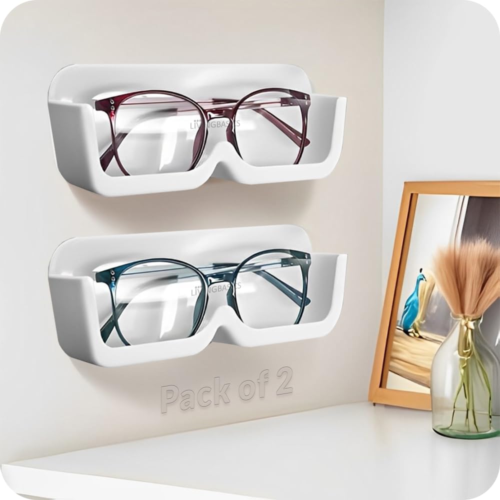 LIVINGBASICS 2 Pieces Specs Holder Wall Mounted/Sunglasses Display