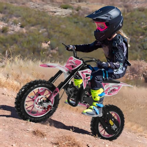 Image of 2026 New 50cc Dirt Bike for Kids 2-Stroke, Toddler Gas Powered Mini Bike with Front Rear Disc Brakes, Speeds up to 40KM /H, Gas Motorcycle for Children, Ideal Gifts for Boys Girls, Blue (Pink)