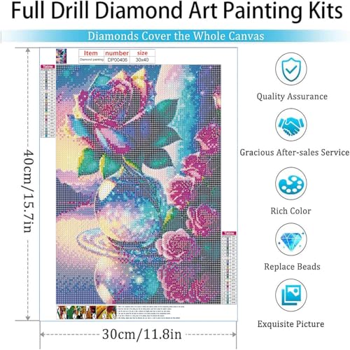 Image of ARPADAMO Valentine's Day Rose Diamond Art Kits for Adults,5D Flower Diamond Painting DIY Diamond Art Diamond Painting Kits for Adult,Round Full Drill Diamond, Diamond Art Kits for Home Decor-12x16inch