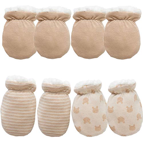 Paladoo Baby Mittens Sherpa Lined Fleece 0-24 Months Winter (0-6 Months 4 Pairs)