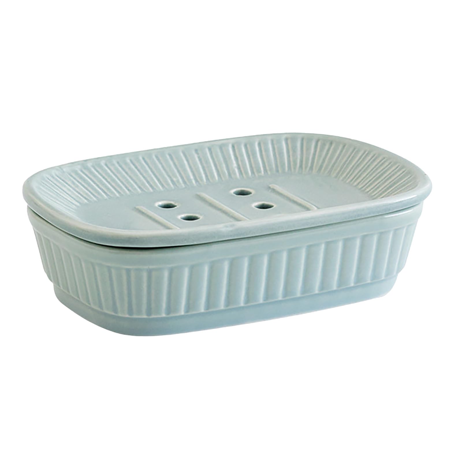Self Draining Soap Dish, Ceramic Soap Dish with Drain for Shower, Bar Soap Holder for Bathroom Sink, Kitchen Counter, Soap Savers for Bar Soap, Cute Soap Tray (A1)