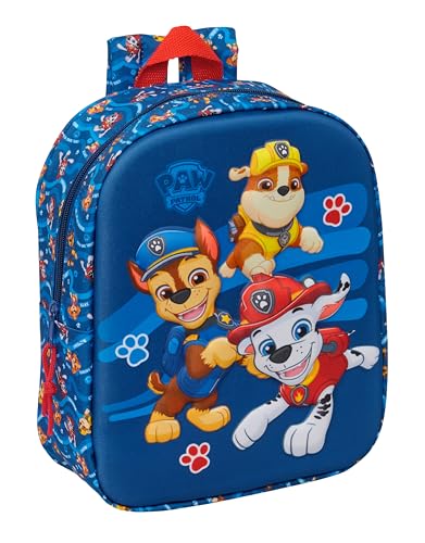 PAW PATROL - Mochila de Guardería 3D, Fácil Limpieza, Ideal para Niños de Diferentes Edades, Cómoda y Versátil, Calidad y Resistencia, 22x10x27 cm