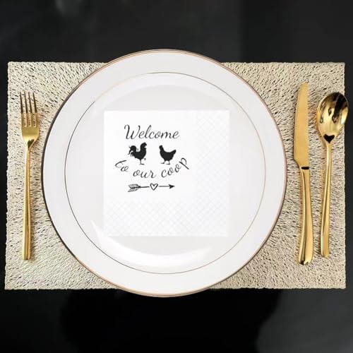 SharkBliss-Funny-Chicken-Quotes-Cocktail-Napkins-100-Pack-Welcome-To-Our-Coop-Saying-Disposable-Beverage-Bar-Paper-Cocktail-Napkins-For-Party-Table-Decor-2-Ply-5×5-Welcome-To-Our-Coop SharkBliss Funny Chicken Quotes Cocktail Napkins 100 Pack Welcome To Our Coop Saying Disposable Beverage Bar Paper Cocktail Napkins For Party Table Decor 2 Ply 5×5 Welcome To Our Coop