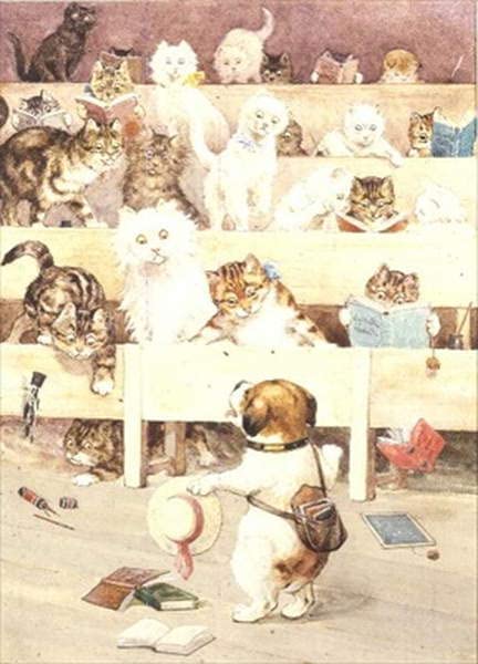 Tableau sur toile Louis Wain In the Wrong Class pour salon chaleureux 58 x 90 cm
