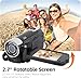 Yosoo Health Gear Videokamera Camcorder, 4K 48 MP DV Handkamera, 2,7-Zoll TFT drehbarer Bildschirm, 16 facher Digitalzoom Videokamera mit USB Kabel, Kompakter Camcorder (Black)