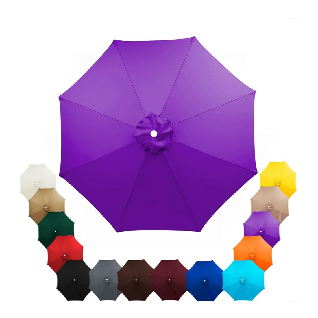 Parasol Replacement Canopy 2.5m, 2.7m, 3.5m, 6/8 Arms , Garden Umbrella Replacement Parasol Fabric, for Yard, Beach, Garden Umbrella, Canopy Only, Beige(Purple,3.0m/8-Ribs)