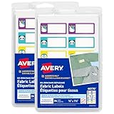 Avery No-Iron Fabric Name Labels, Cute Animals Preprinted Designs, Handwrite-Only, 2-Pack, 48 Preprinted Labels (21958)