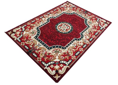 Image of Modern Design Thick Anti Skid Washable Carpet for Living Bedroom, Bedside Carpet for Living Room, Size-(5 X 7) Feet, Color- Red X