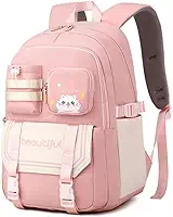 Mochila para Mulheres e Estudantes, Resistente à Água com Estampa de Gato Fofa, Cabe Notebook de 15,6 Polegadas, da Série Jovem e Alegre