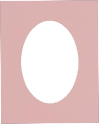 8.5x11 Mat Bevel Cut for 5x7 Photos - Precut Pink Oval Shaped Photo Mat Board Opening - Acid Free Matte to Protect Your Pictures - Bevel Cut for Family Photos, Pack of 1 Matboard