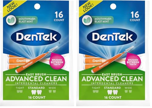 DenTek Easy Brush Interdental Cleaners, Mint, 16 Count (Pack of 2)