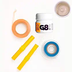 Kit Profissional Mega Hair – Cola G8 Transparente, Papel Térmico, Fita Dupla Face e Pano Nanopele